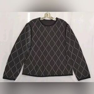 Alexander Wang Wool Cashmere Studded Sweater Pullover Gray Quilted Sz M
